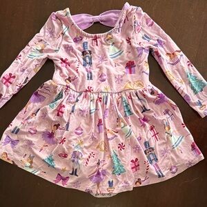 Little Sleepies Pink Nutcracker Holiday Long-Sleeve Dress